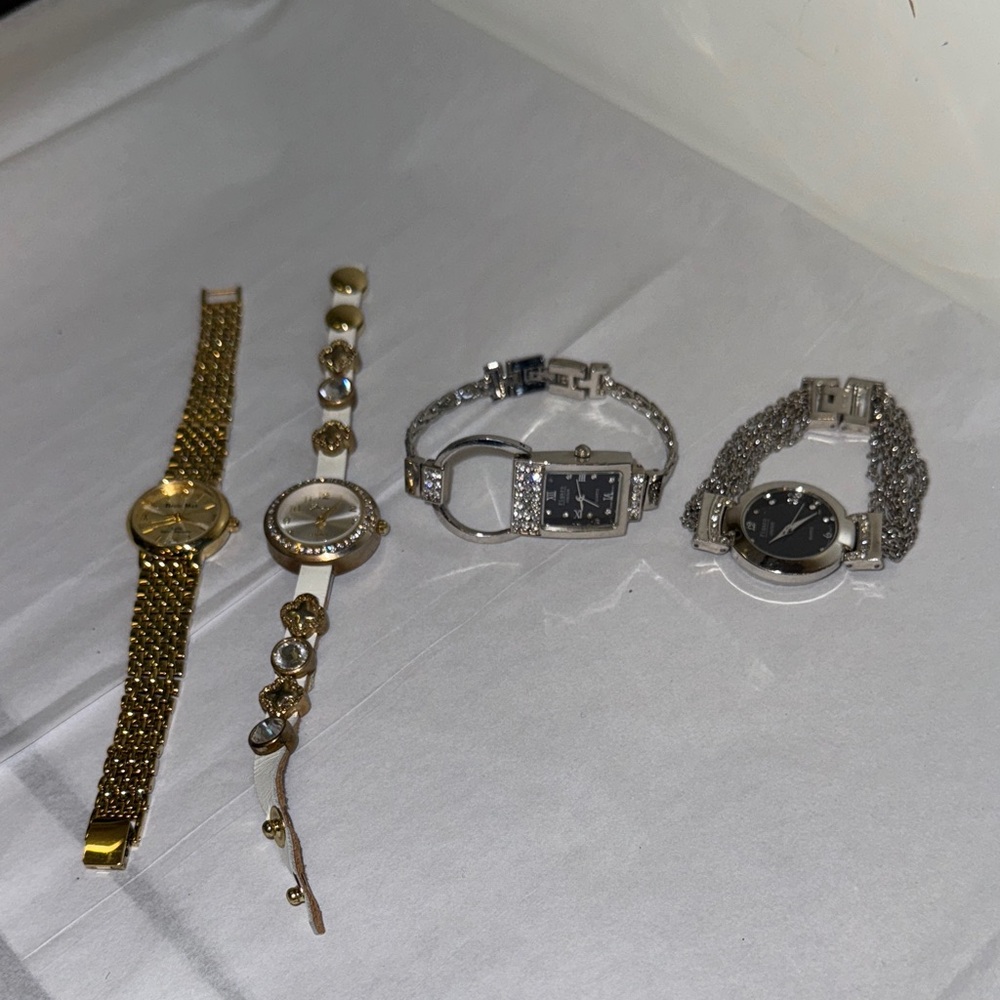 Elegant Gold and Silver Watch Set of 4 Women’s Watches